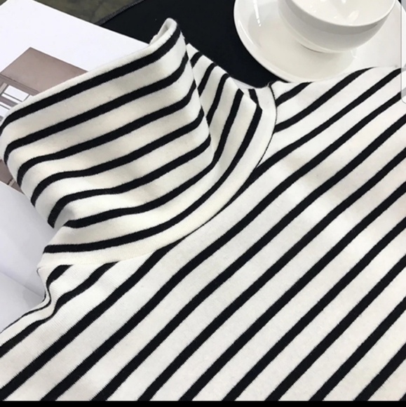 stripe turtleneck tee cotton and poli - Picture 2 of 4